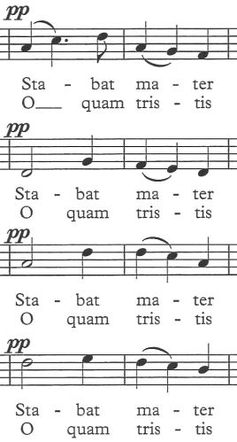 Paul Carr: Stabat Mater score, the opening phrase